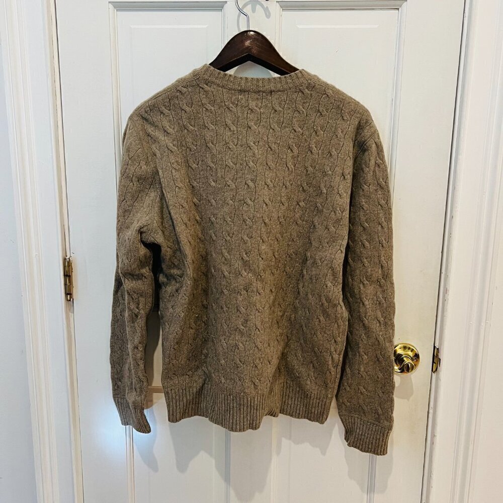 Banana Republic White Cable Knit Fisherman's Wool Cashmere Sweater Mens XL - Picture 14 of 16